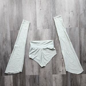 Handmade minty colored short shorts and arm sleeves